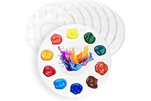 BINLAVA 8 Stück Mischpalette, Malpalette Acrylfarben (φ16 cm), Runde Kinder & Künstler mit 10 Farbfeldern + 1 Mischfeld - Robuste Kunststoff Öl, Aquarell, Gouache