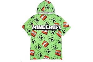 Minecraft Kids Towel Poncho | Green Bath Towel For Boys & Girls | Creeper TNT Explosive Swimwear | Hooded Graphic Beach Cover Up | Cosy Swim Accessory Gift for Children
