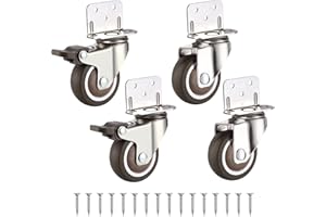 YUMYOLK Ruedas giratorias, Ruedas para muebles, Ruedas para cargas pesadas, Ruedas de transporte, Diámetro de las ruedas de los muebles: 25 mm, 2 con frenos + 2 sin frenos, forma de L
