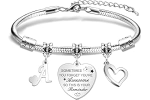 Awyuan Inspirational Gifts A-Z Reminder Bracelet Gifts on Birthday Christmas Graduation for Girls Women Friends Sisters Daughters Aunt Mum Granddaughter Chilrdren