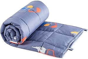 ‎SIVIO Sivio Gewichtete Decke, 2,3kg, Gepunktet und Baumwoll-Seiten mit Cartoon-Mustern, schwere Decke, ideal zum Beruhigen und Schlafen, Baumwolle, Blau Car World, 90 x 120cm