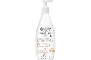 Le Petit Marseillais | Lait Soin Hydratant Nutrition Intense (flacon-pompe de 250 ml) – Lait corps pour peaux très sèches confort 24h – Lait hydratant au beurre de cacao et beurre de karité