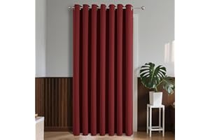 Joydeco Tenda oscurante 1 pezzo, Tenda opaca con occhielli Tenda per porta H 210 x L 132 Tenda termica Colore rosso scuro Protezione dal freddo Protezione dal calore Tenda oscurante per camera da