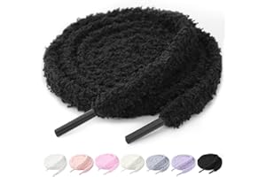 Stepace Lacets fluffy 10mm pour baskets, lacets chaussures plats en peluche, lacets larges moumoute