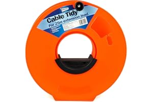 STREETWIZE ACCESSORIES Leisurewize - Heavy Duty 25m Cable Reel Tidy with Handle | Cable Management | 230v Caravan Mains Organiser | Neon Orange | Durable Construction | Rope String Light Caravan Cable Storage LWACC3