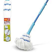 Serpillère Rotative Facile à Essorer - Microfibre Absorbante, Manche Télescopique, Pour Sols Carrelage & Parquet