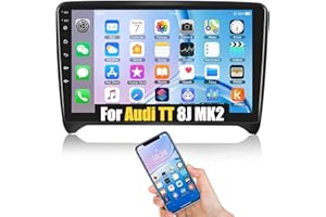 CAMECHO Android Radio de Coche GPS para Audi TT 8J MK2 2004-2018,Pantalla 9 Pulgadas 2 DIN con RDS/FM Espejo Enlace SWC Bluetooth y USB + Cámara Trasera