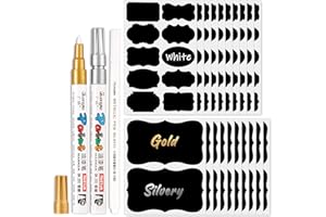 Whaline Chalkboard Label Stickers 10 Patterns with 3 Marker Pens, Large & Small Pantry Labels Labels Reusable, for Kitchens Spice Jars, Bottles, Pantry, Home Office, 123Pcs