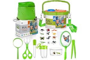 Gdbykds Outdoor Toys, Bug Hunting Kits for Children - 20 Pcs Explorer Kit for Kids with 12 Fake Insects, Magnifying Glass, Bug Catcher, Christmas Educational Toys 4 Year Old Boy birthday Gifts