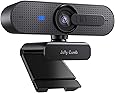 Jelly Comb 1080P HD Webcam mit Objektivdeckel, Streaming Webkamera mit Autofokus/Stereo Mikrofon für Computer, Skype, Video Chat und Aufnahme, Schwarz