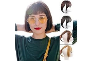 Bcenoilua Flequillos Postizos Humano Cabello Flequillo Francés Remy Flequillo Postizo Pelo Natural Extensiones Templo Extensión Flequillo Clip para Mujeres