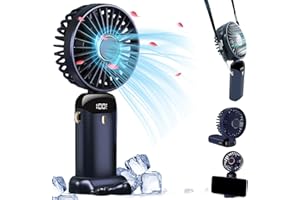 HNGEMSY Handventilator, Mini Ventilator USB Tischventilator klein Wiederaufladbare 5000 mah Persönliche Tasche Schreibtisch Ventilator mit LED Anzeige 11-21Hs leise Arbeiten für Büro im Freien (Blau)