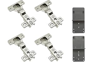 LOOTICH 105 Grado Mezza Battuta Esterna Cerniere per Porte 35 mm senza Ammortizzatore con Chiusura Automatica Cucina Cerniera Armadio Porta per Ante Mobili 4 Pezzi