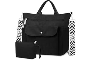 BTNEEU Sac Fourre-Tout Femme Grand en Velours Côtelé Sac a Main Femmes Bandouliere Ajustable Cabas avec Fermeture Éclair et Poches Sac Cabas Tote Bag pour Travail Shopping Université