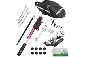 CHUMXINY Bike Repair Kit, 16-in-1 Bike Repair Tool, 120Psi Mini Bicycle Pump, Tire Patch Kit for Mountain and Road Bikes