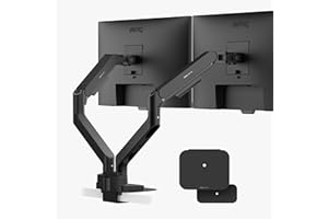 BenQ BDH01 Bras Double à Ressort gaz pour 2 écrans Jusqu’à 35"/20 kg, Robuste, Installation Rapide, sans affaissement, Pince ou Passe-câble, Plaque renforcée, VESA 75x75/100x100