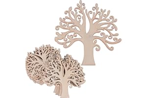 AONER 20 STK Holz Lebensbaum Verzierungen Anhänger Deko zum basteln für DIY Handwerk Dekohänger Hochzeit Weihnachten