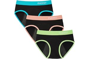 INNERSY Bragas Menstruales Niña Ropa Interior Algodon Braga Menstrual Reutilizables 8-16 Años 3 Pack