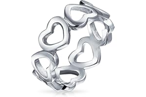 Bling Jewelry Anello Di Amicizia Bff Personalizzato Con Cuore Aperto Romantico Alternato, Abbracci E Baci Xo, Fascia Di Eternità Per Donne, Fidanzata, Argento 925 Personalizzabile