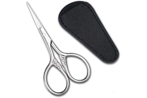 Bremorou Małe Nożyczki Podróżne z Etui, Mini Nożyczki ze Stali Nierdzewnej z Teksturowanym Uchwytem, Wielofunkcyjny Zestaw do Pielęgnacji Włosów na Twarzy, Brwi