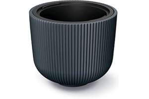 ‎TYMAR Tymar Blumentopf mit Einsatz, Blumenkübel aus Kunststoff, Übertopf, Pflanzkübel Gross (DBML Anthrazit,ø 40 cm)