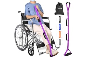 HOOMTREE 39'' Beinhebergurt mit Gepolsterten Handgriffen und Fußschlaufe,Starrer Beinheber zur Wiederherstellung von Hüfte und Knie,Fußheber zum einfachen Ein- und Aussteigen aus dem Bett,Auto,Rollstuhl