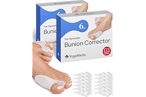 YOGAMEDIC 12 Stück Zehenspreizer Set, Zehenschutz für den großen Zeh - 0% BPA Silikon Zehen, Zehentrenner für überlappende Zehen für Damen & Herren, Universalgröße