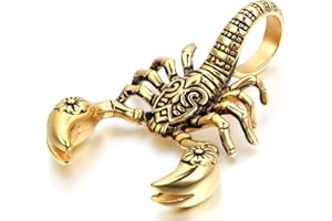 OIDEA Odiea Pendentif Collier Homme Pendentif Fantaisie Scorpion Cool Rock Punk Biker Couleur Or en Acier Inoxydable avec Sac Cadeau-cadeau fete des peres