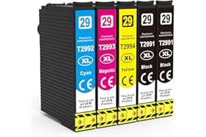 SKYDO 5 Pack 29XL Ink Cartridges Compatible for Epson 29 XL for Expression Home XP-352 XP-342 XP-335 XP-445 XP-442 XP-455 XP-235 XP-452 Printer