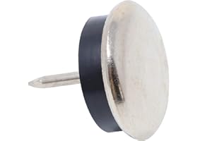 Adsamm® / 16 x patins glisseurs en métal avec amortisseur et clou / argentés / Ø 25 mm / rond / pieds glisseurs en métal et gomme à clou pour meubles