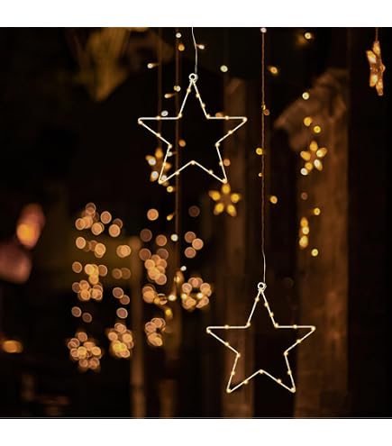 2er Set Weihnachtsstern Lichterketten 20 Bunte LEDs – 8 Modi, Batteriebetrieben, IP44 Wasserdicht, Timer 6h An/18h Aus, Für Fenster, Balkon & Garten