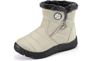 Gaatpot Chaussures d'hiver pour enfants garçons et filles Bottes d'hiver Bottes de neige imperméables chaudes doublées Chaussures à enfiler