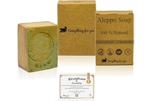 Everything For You Jabón Aleppo, 190g, 80% aceite de oliva, 20% aceite de laurel, jabón para el cabello, jabón de ducha