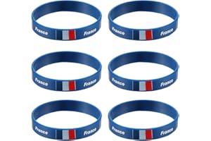 LUOEM Bracelets en Silicone Coupe du Monde drapeau France Pays Bracelet Supporter Football 2018 WM 6 morceaux France