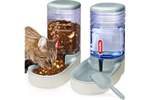 HIPIDOG Alimentador automático para Mascotas pequeñas y Medianas Mascotas, Juego de comedero automático y riego de 3,8 L (Gray)