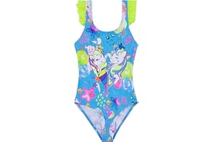 POWER FLOWER Maillot de Bain pour Filles Maillot de Bain Une Pièce avec Volants Maillot de Bain Licorne Vêtements de Plage pour Filles de 2 à 14 Ans