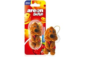 Areon Smile Deodorante Auto Fragola Cane Marrone Divertente da Appendere Specchietto Retrovisore Simpatico 3D (Confezione da 1)