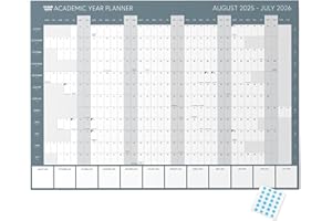 Clear Mind Concepts® Academic Wall Planner 2025-2026 - A2 Compact Year Planner, Folded to A4, Non-Laminated, with Monthly Notes