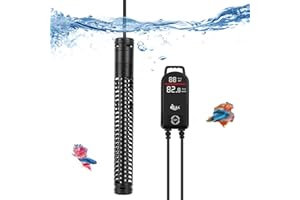 AQQA Riscaldatore per acquario, 300 W/500 W/800 W/1000 W/1200 W, per acquari con display digitale a LED e protezione da sovratemperatura, per acqua salata e dolce
