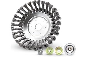 Viilich Spazzola per Decespugliatore,200 x 25,4 mm Testina Decespugliatore a Cono Filo Decespugliatore,Spazzola Erbacce Disco Tosaerba Spazzola con 4 adattatori,per Diserbo Erbacce (8 Pollici)