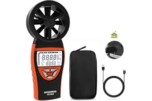 GOYERRNES Anémomètre Numérique,0.3~30m/s,Anémomètre portatif pour la navigation, la compétition de voile,diverses industries de fabrication de ventilateurs,rétention de données,rétroéclairage LCD