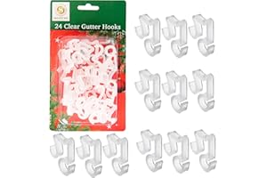 SHATCHI Lot de 48 crochets transparents pour gouttière à suspendre en extérieur - Guirlande lumineuse de Noël - Protection UV - Résistant aux intempéries - Clips réutilisables
