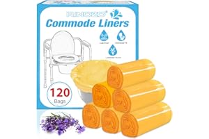 RINOZO Commode Liners for Bedside Portable Toilet Chair Bucket 120 Pack Lavender Scented Disposable Waste Bags for Adults Universal Fit