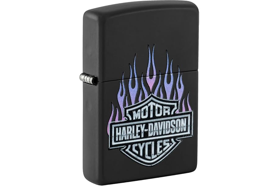 Zippo Windproof Lighter Metal - Harley-Davidson, Black Matte, Colour Image - Refillable - Reusable - Windproof Design - Gift Box - Made in USA