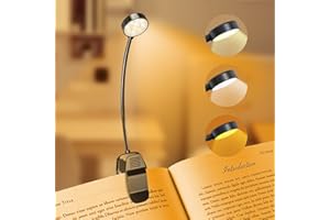 KTEBO Rechargeable Book Reading Light Lamp, LED Book Light for Reading in Bed - Eye Caring Adjustable Brightness 3 Color Temperatures 20+ Hours Runtime, Type-C Book Light Clip on,Christmas Gifts