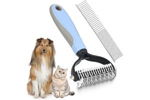 DGHOME Dog Brushes for Shedding, Reduce Shedding and Remove Knots, Double Sided Dog Deshedding Brush for Dogs,Cats, with Pet Comb