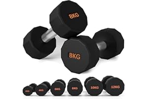 SPORTNOW Dumbbells Set, Hand Weights Pair with 12-Sided Shape and Non-Slip Grip for Men Women Home Gym Workout, 2 x 2kg/2 x 4kg/2 x 6kg/2 x 8kg/2 x 10kg/2 x 12kg