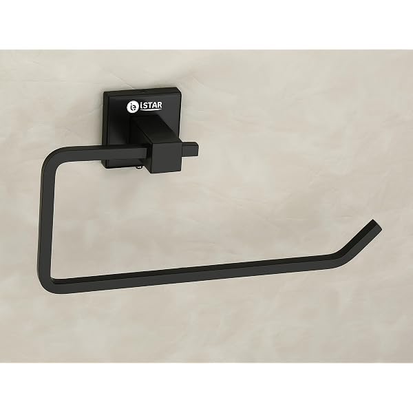 Matte Black Square Towel Ring – Stainless Steel Wall Mount, 16x13x5.5cm, Coat Rack For Bathroom, Kitchen, Laundry, Terrace
