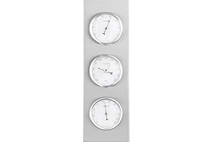 GardenMate 3 in 1 Weather Station for Indoor and Outdoor Use – Barometer Thermometer Hygrometer - bimetallic, stainless steel frame 30x10cm