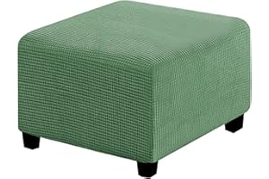 RIRWICM Quadratischer Stretch-FußHocker-Bezug, Staubdicht, Waschbar, Stretch-Ottomane-Bezug, Universeller Pouf-Bezug Mit Elastischer Unterseite, Rutschfester Jacquard-Ottomane-Bezug